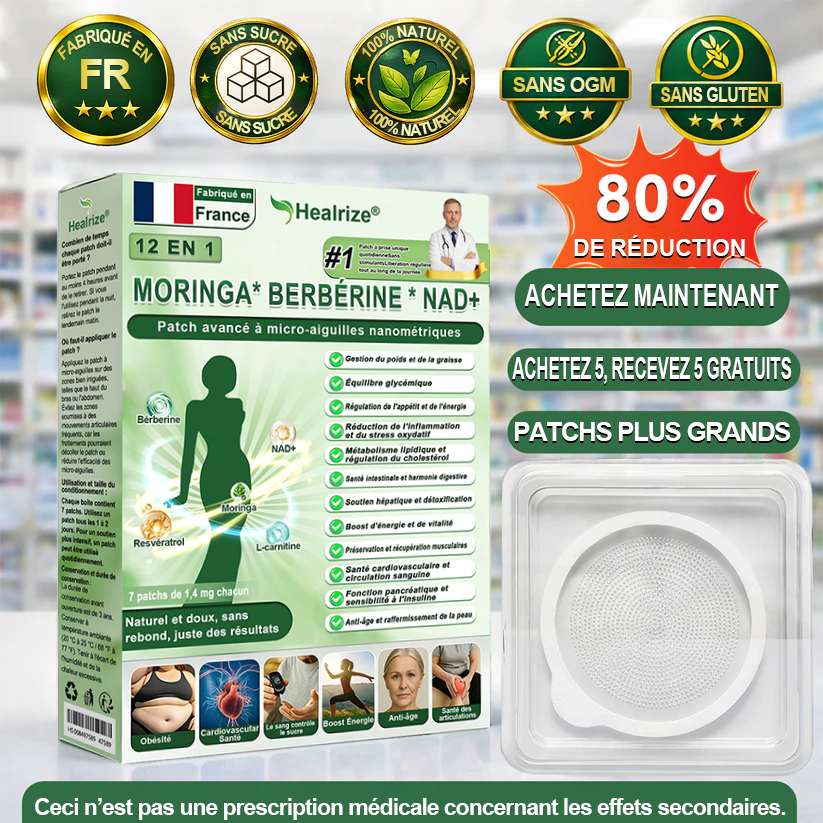 Magasin Officiel |H𝐞a𝐥r𝐢z𝐞® Moringa · BERBÉRINEX NAD+12-EN-1 Patch avancé à micro-aiguilles nano ✅(Une application quotidienne, résultats visibles en 7 jours) Obésité, Diabète, Apnée du sommeil, Problèmes articulaires 🔮