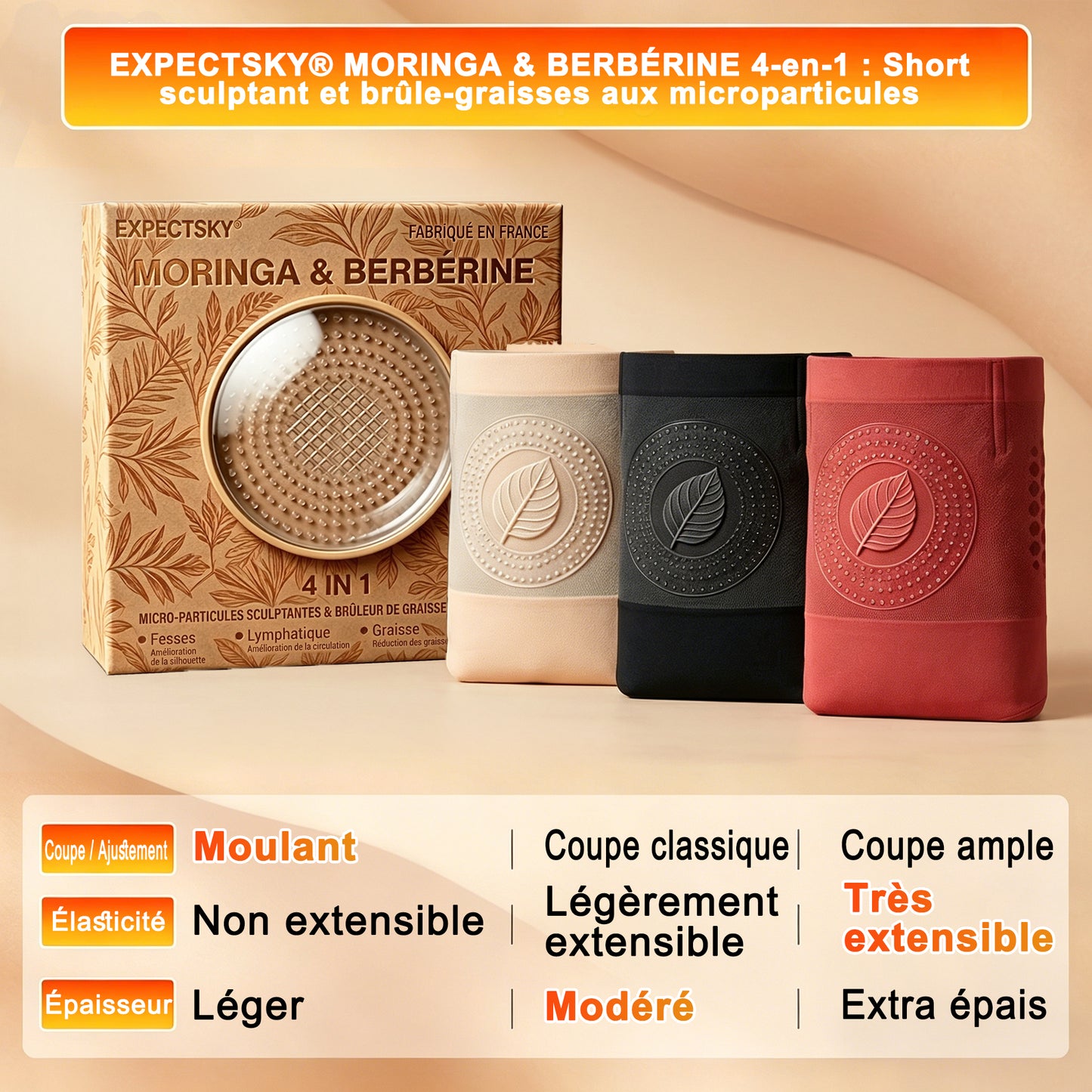 🎇🩳 Boutique officielle de la marque | ✅ EXPECTSKY® 2026 Moringa & Berbérine 4-en-1 Short sculptant et brûleur de graisse à micro-particules