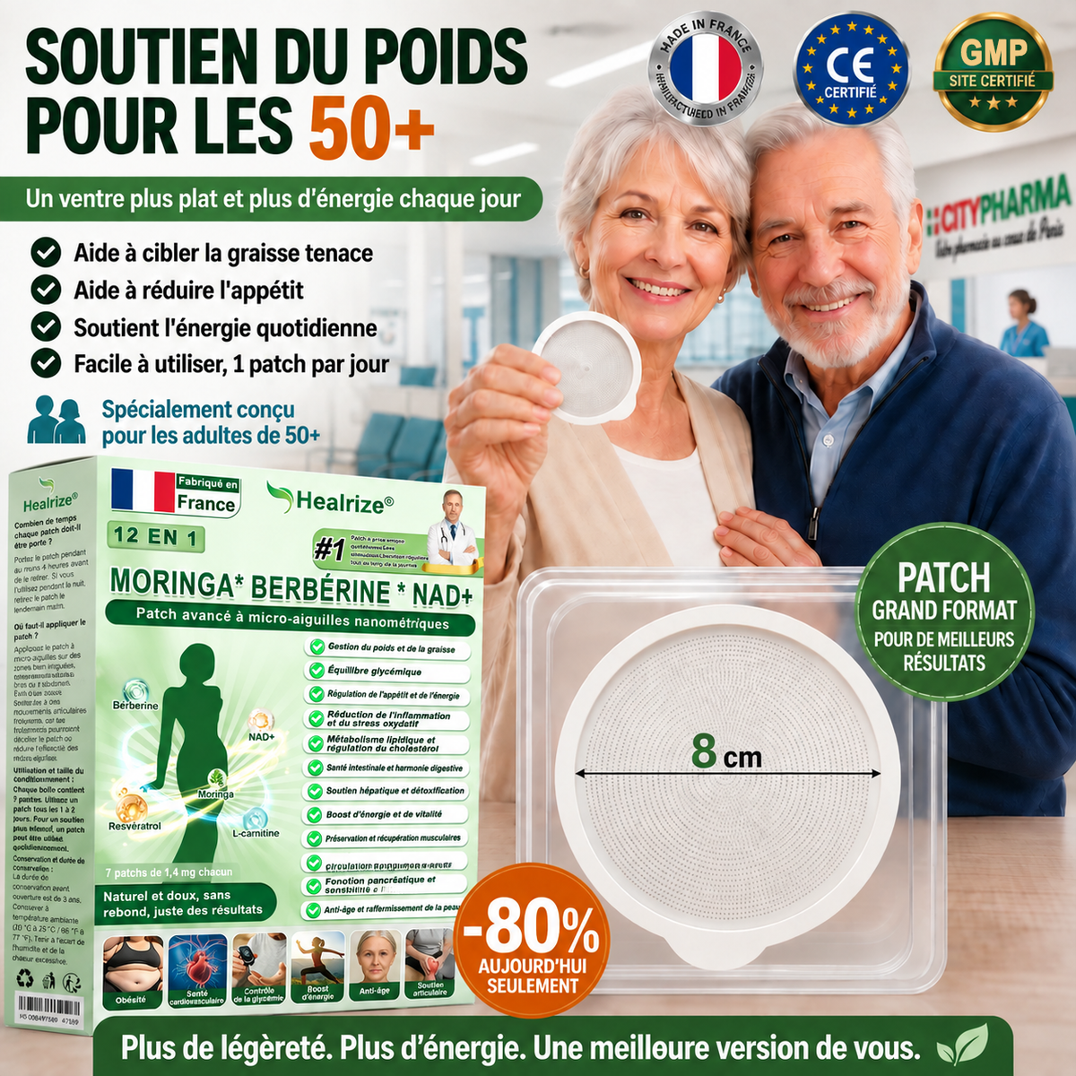 Magasin Officiel |H𝐞a𝐥r𝐢z𝐞®👩‍⚕️ Moringa · BERBÉRINEX NAD+12-EN-1 Patch avancé à micro-aiguilles nano ✅🎉(Une application quotidienne, résultats visibles en 7 jours)  Obésité, Diabète, Apnée du sommeil, Problèmes articulaires🎉