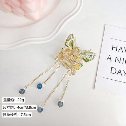 2022 New Butterfly Pearl Tassel Hairpin Korean Simple Side Clip Liu Haibian Clip Shark Hairpin Hair Accessories Women